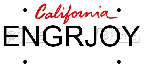 ENGRJOY California License Plate