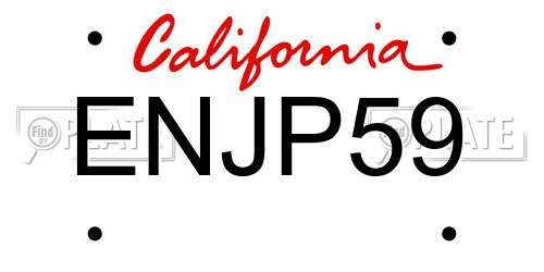 ENJP59 California License Plate