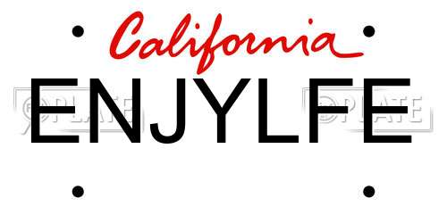ENJYLFE California License Plate