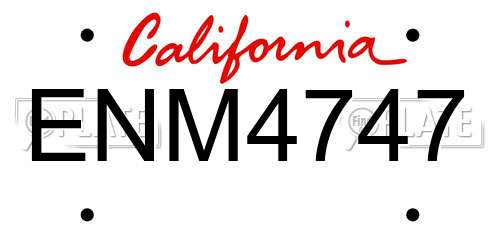 ENM4747 California License Plate