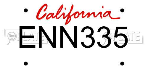 ENN335 California License Plate