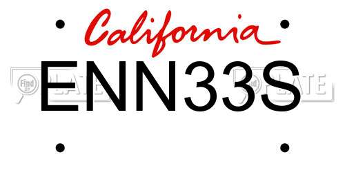 ENN33S California License Plate