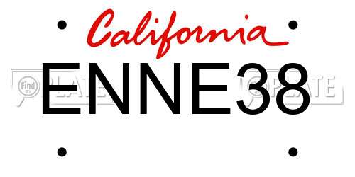 ENNE38 California License Plate
