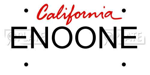 ENOONE California License Plate