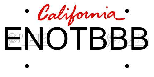 ENOTBBB California License Plate