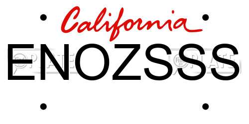 ENOZSSS California License Plate