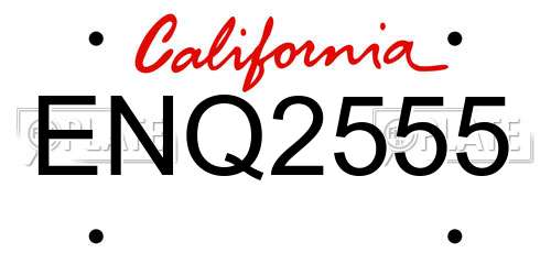 ENQ2555 California License Plate