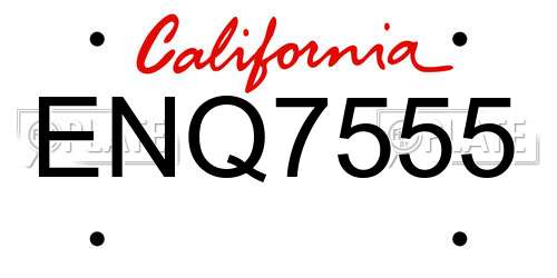 ENQ7555 California License Plate