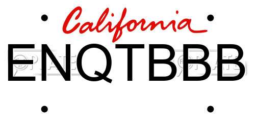 ENQTBBB California License Plate