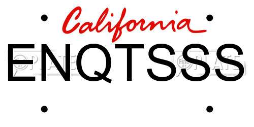 ENQTSSS California License Plate