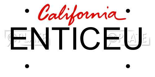 ENTICEU California License Plate