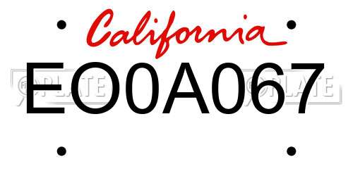 EO0A067 California License Plate