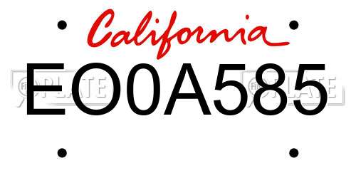 EO0A585 California License Plate