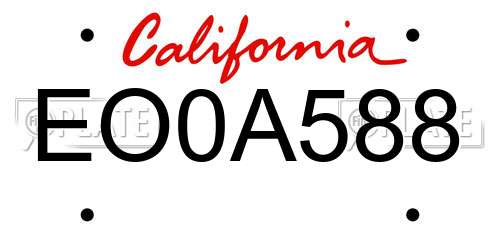 EO0A588 California License Plate