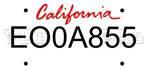EO0A855 California License Plate
