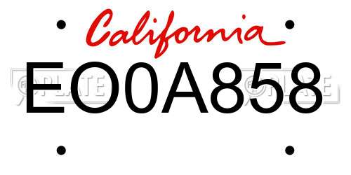 EO0A858 California License Plate