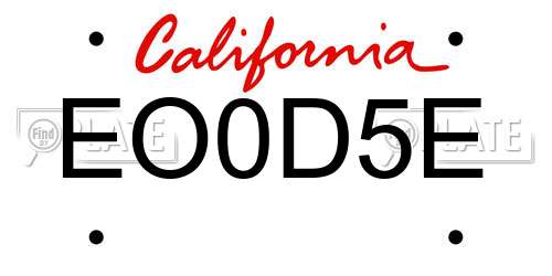 EO0D5E California License Plate