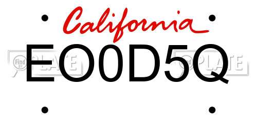 EO0D5Q California License Plate