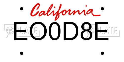 EO0D8E California License Plate