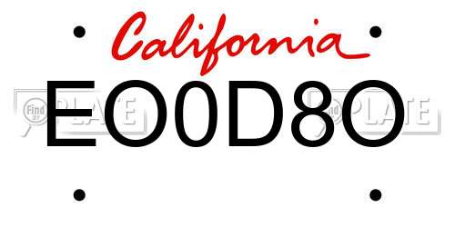 EO0D8O California License Plate