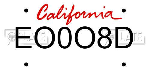 EO0O8D California License Plate