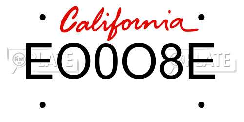 EO0O8E California License Plate