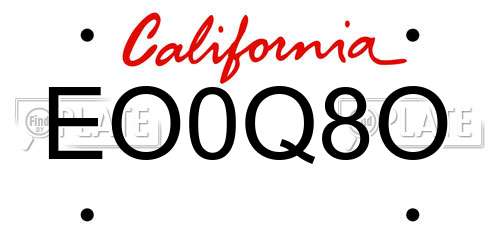 EO0Q8O California License Plate