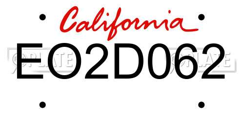 EO2D062 California License Plate