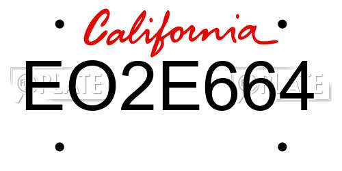 EO2E664 California License Plate