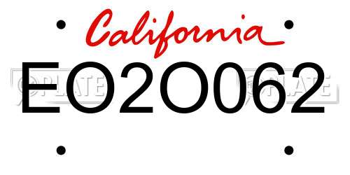 EO2O062 California License Plate