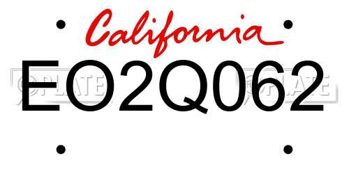 EO2Q062 California License Plate