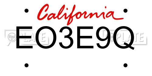 EO3E9Q California License Plate