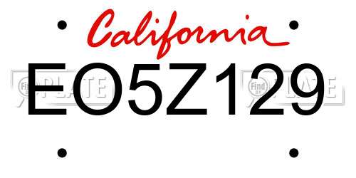 EO5Z129 California License Plate