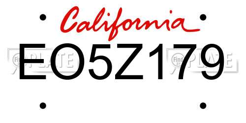 EO5Z179 California License Plate