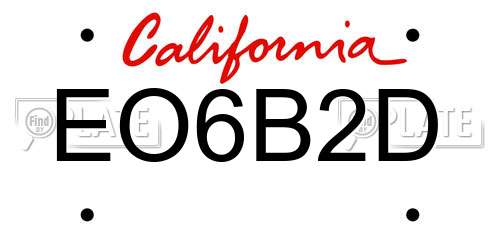 EO6B2D California License Plate
