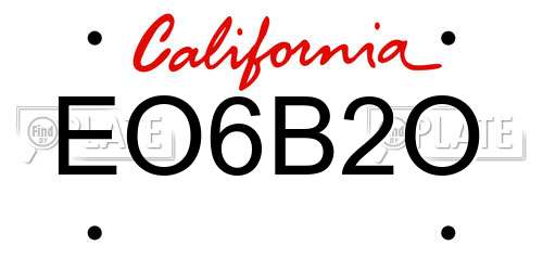 EO6B2O California License Plate