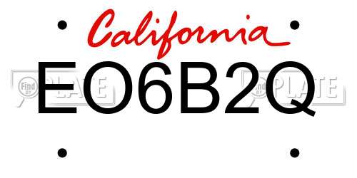 EO6B2Q California License Plate