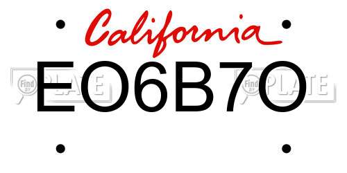 EO6B7O California License Plate