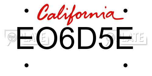 EO6D5E California License Plate