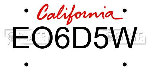 EO6D5W California License Plate