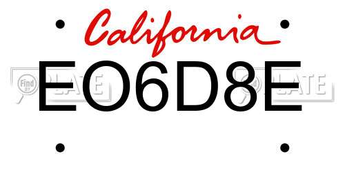 EO6D8E California License Plate