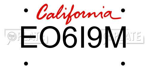 EO6I9M California License Plate