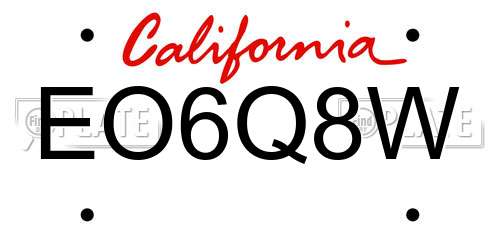 EO6Q8W California License Plate