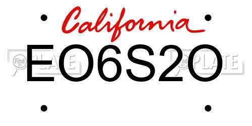 EO6S2O California License Plate