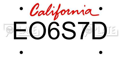 EO6S7D California License Plate