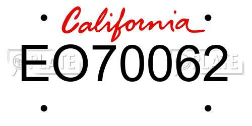 EO70062 California License Plate