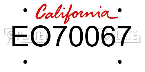 EO70067 California License Plate