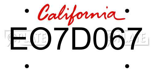 EO7D067 California License Plate