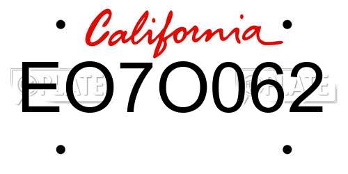 EO7O062 California License Plate