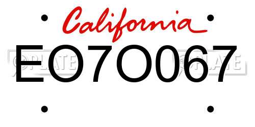 EO7O067 California License Plate